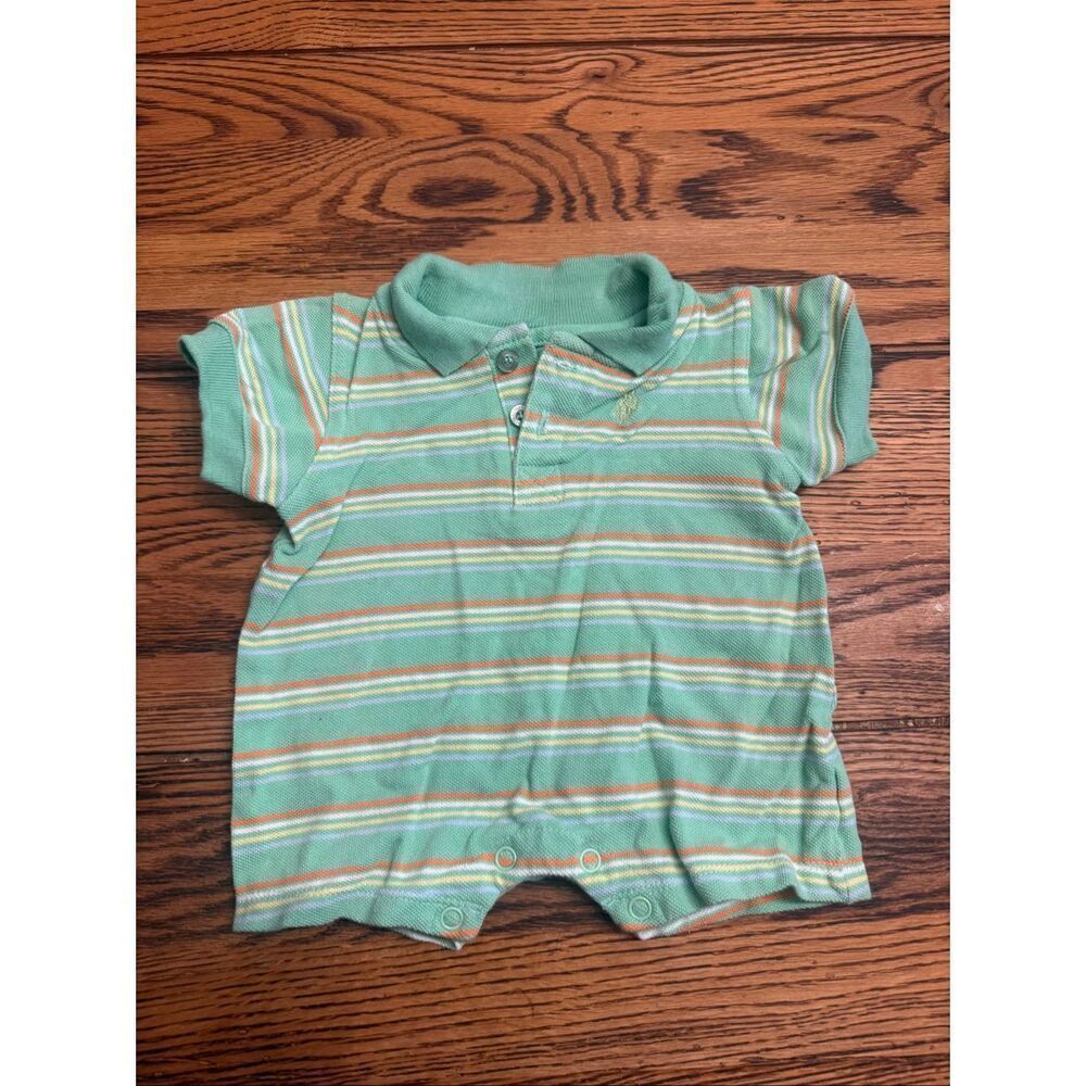 Polo Ralph Lauren Green Plaid Short Sleeve Romper One Piece Size 3-6 Months